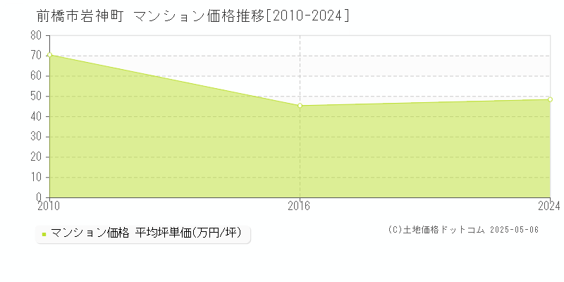 岩神町(前橋市)のマンション価格推移グラフ(坪単価)[2010-2024年]