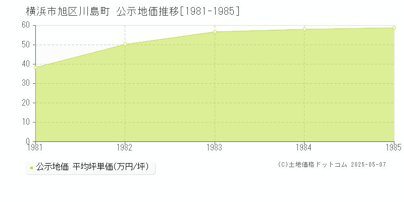 川島町(横浜市旭区)の公示地価推移グラフ(坪単価)[1981-1985年]
