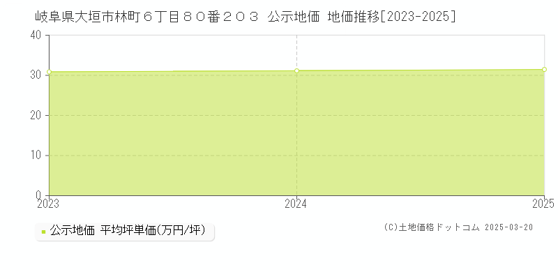 岐阜県大垣市林町６丁目８０番２０３ 公示地価 地価推移[2023-2025]